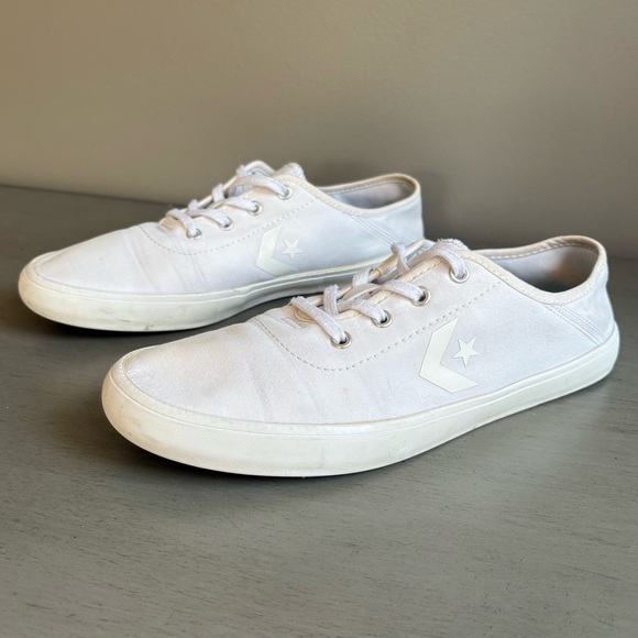 Converse Costa Women White Canvas Sneakers Trainers Size 8.5 Low Top Classic - Picture 1 of 11